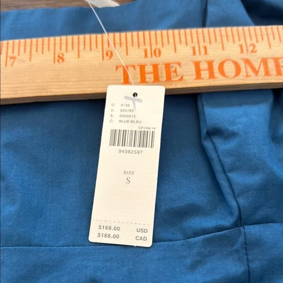 Anthropologie Square Neck Poplin Mini Dress Long Sleeve Teal NWT Size Small - Picture 12 of 15